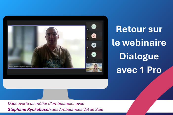 Un ordinateur avec une capture d'écran du webinaire Dialogue avec 1 Pro