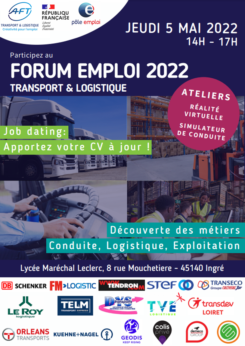 Job Dating Transport & Logistique et découverte métiers à Ingré (45)