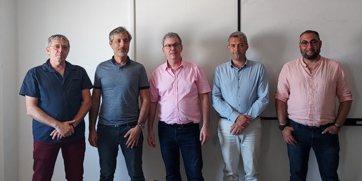 Nicolas BERRON (CFDT), Franck PUHARRE (TLF), Olivier MARTIN (AFT), Benoît SADRY (FNTR) et Stanislas BAUGE (CGT)