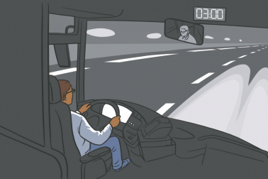 conducteur de transport de voyageurs en conduite de nuit